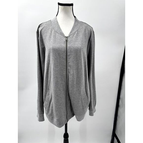 Torrid Cardigan Sweater Women's 3 Heather Gray Rayon Stretch Tight Knit Full Zip - Picture 1 of 6